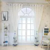 Curtain Blue Embroidered Feather Sheer Tulle For Living Room Luxury Delicate Elegant Organza Bay Window Drapes JS213C