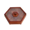 Plates Creative Wooden Square Snack Platter With Lid Multi-purpose Storage Box Divided Grid Fruit Candy Tray Living Room Decor