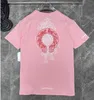 Mode kvinnor klassiska t skjortor märke topp t-shirts ch rosa kort tröja avslappnad präglad brev hästsko sanskrit cross mönster designers 4mjf