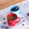 Mugs Ceramic Cup Dot Nordic Creative Color Household European With Coffee Tea Saucer Set Tazas Mug