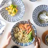 Tabaklar Japon tarzı seramik yemek tabağı mutfak yuvarlak yemekler pirinç salata erişte kase çorba kaşığı