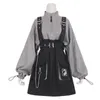 Robes de soirée gothique filles punk mini robe pull 2023 demi manches ceinture chaîne tunique femmes taille haute sexy lolita plus taille vintage robes