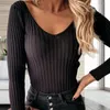 Camicette da donna Warm Chic Solid Basic Bottoming Top Canottiera Taglio 3D Camicia con scollo a V Streetwear