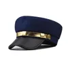 Berets MXMB unisex volwassen jacht boot schip zeeman kapitein hoed kostuum marine stijl marine cosplay pu-leer achthoekig