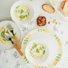 Tallrikar handdekorerad platta under glaserade keramiska fåglar tryckt hemanvändning rund bestick av frukost ins söt stil
