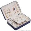 Förvaringslådor pu läder smycken lådor bärbara kvinnor örhängen ring arrangör rese halsband display fall packag tillbehör leveranser