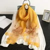 Scarves 2023 Embroidered Mulberry Silk Scarf Lady's Wool-blend Fashionable Elegant And Versatile Shawl