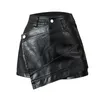 Women's Shorts 2023 Leather Skirt Women Chic Fashion Pockets Faux Vintage High Waist Female PU Short Pants