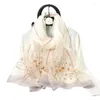 Scarves 2023 Autumn Mulberry Silk Scarf Embroidered Wool Blend Women's Shawl