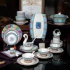 Dinnerware Sets Foreign Trade Tableware Set European Household Bone China Dishes Chopsticks Jingdezhen Ceramic