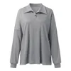 Women's T Shirts Trashier Women's Plain Shirt Blouse Button Placket Tops Lapel Tunic Long Sleeve Elegant Cheer