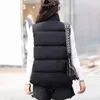 Gilets pour femmes Veste d'hiver Femmes Vêtements Col montant Manteaux et vestes sans manches Court Slim Gilet coréen Winterjacke Damen