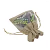 クリスマスデコレーション30pcs Flax Organza Bags Burlap Drawstring Pouch Giftsバッグウェディングパーティーコーヒー豆キャンディーメイクアップジュエリーパック