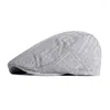 Berets Breathable Men Flat Cap Casual Solid Cabbie Beret Hat Male Duckbill Visor Gatsbay Vintage Sboy Herringbone Ivy Dropship