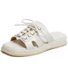 Slippers Smirnova 2023 Lace Up Flat With Heels Shoes Microfiber Women Modern Platform Ladies Summer Simple SlippersSlippers