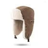 Bérets Chapeau d'hiver de mode pour femmes hommes chaud bombardier en peluche avec masque Ushanka oreillette casquette coupe-vent capuche pilote russe casquettes Gorras