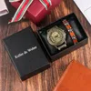 Armbandsur mode mens rostfritt stål klockor armband set skalle retro kalender kvarts män original gåvor relogio masculino