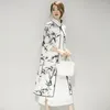 Ropa étnica 2023 primavera otoño estilo chino Cheongsam Qipao cintura suelta tinta impresa manga tres cuartos vestido de dos piezas para mujeres