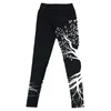 Active Pantalons Femmes Élastique Mode Arbre Imprimer Leggings Mince Yoga Pilates Fitness Sport