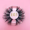 Falska ögonfransar Mikiwi E03 Full Strip Lashes Soft Eyelash Makeup 3D 25mm extra lång och fluffig riktig Mink Natural Handmade Eyelashfalse