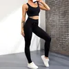 Pantalon actif sans couture Yoga Leggings femmes Fitness entraînement taille haute cordon Legging séchage rapide entraînement course Gym Sport féminin