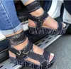 Sandalet kumaş seksi kadın pompalar orta topuklu moda tıknaz chaussure lüks yaz partisi ayakkabı kadın zapatos mujer sapato sa0853