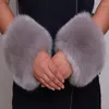 Podkładki kolan moda kobiety zima sztuczne futro mankiet rękaw stały kolor elastyczne podgrzewanie ramię zasilające pluszowe okłady na nadgarstek