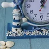 Zegary ścienne retro drewniana kotwica morska statek plażowy motyw morze łódź okrągłe koło czasowy czas sterowy stół kierowniczy
