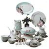 Ensembles de vaisselle plats et assiettes ensemble vaisselle en céramique ménage Jingdezhen porcelaine bol à nouilles cadeaux d'entreprise