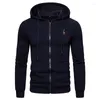 Herrtröjor Autumn Winter Cotton Hoodied Mens Sweatshirts Solid Hoody Fleece Thick Men Sportswear Zipper