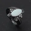 Wedding Rings 2023 Fire Opal Ring Black Gun Plated For Women Gift Fashion Jewelry Size 6-8 White