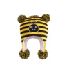 Berets Baby Winter Warm Trapper Hat 0.5-4Y Infant Toddler Cartoon Bear Stripes Double Pompom Snow Kids Fleece Lined Earflap Beanie