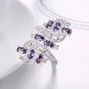 Bröllopsringar Fashion White CZ Purple Cubic Zirconia Women's Jewelry Silver Color Anniversary Gift Party Ring AR2110