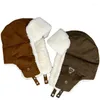 Boinas 2023 Chapéus de inverno para homens Chapéu de bombardeiro quente Ushanka faxu pêlo pêlo tapper caçador de locomotivo soviético neve preta neve