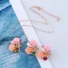 Necklace Earrings Set Charm European Bride Wedding Two-piece Crystal Fashion Jewelry For Women Birthday Party Fine Gift