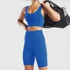 Yoga -outfits sexy dames 2 stks set vrouwelijke mouwloze tanktop bh fitness shorts hardloop gym sportkleding pak1