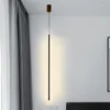 Lámparas colgantes nórdicas modernas contratadas para sala de estar, lámparas de pared y linternas, candelabro de línea larga, luz de aluminio para dormitorio y mesita de noche