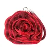 Kvällspåsar Silk Flower Clutch Purse and Handbags 2023 Elegant Women Mini Round Bag Wedding Party Walls Red Black White B359