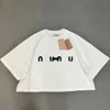 Muu Spring 2023 Women Designer TOPS TEES NEW COLLISION COLOR LETTER LGOカジュアルスリムラウンドネック短袖Tシャツ服F203