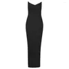 Casual Dresses Reinvented Bandage Maxi Dress Sexy Strapless Bustier V Neck Back Slit Gown Elegant Black Red Bodycon Long Party