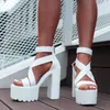 Sandals 2023 Women Summer High Heels Chunky Shoes Ladies Platform White Black Prom Weding Plus Big Size