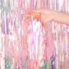 Party Decoration Gorgeous Backdrop Curtain Iridescent Tinsel Foil Curtain Birthday Wedding Baby Shower Anniversary Decor Drapes