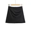 Rokken hoge taille rok vrouwen mini elegant Koreaans mode potlood zwart vintage satijn geplooide witte streetwear 2023