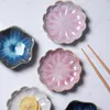 Plates 8 Colours Japanese Korea Kiln Variable Lotus Leaf Dish Vinegar Pot Barbecue Flavor Ceramic Sweets 1pc