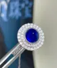 Ringos de cluster LR712 Anel de safira azul 1,96ct Real Pure 18 K Inimato natural de diamantes de pedra preciosa fêmea de pedra de pedra