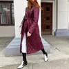 Cappotto lungo invernale imbottito in cotone semplice da donna Cappotto invernale da donna casual con fascia da donna Parka High Street Colletto sartoriale Elegante soprabito 2023