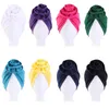 Ethnic Clothing Floral Turban Muslim Caps Turbantes Solid Headwear Folding Stretch Hat Head Wrap Plain Hijabs Women Female Hair Accessories