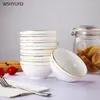 Plates Bone Porcelain Painting Gold Rice Bowl Tableware Simple Household Soup Salad Container Wedding Kitchen Supplies