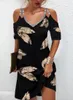 Casual Dresses Women's Elegant Fashion Baggy Red Vintage Print Off The Shoulder Retro V Neck Dress Summer 2023 Party Club Trendy