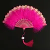 Home Decor Other Folding Soft Fluffy Hand Held Fan Chinese Style Dance Colorful Feather Flapper Burlesque Wedding Ladies Fancy Dress